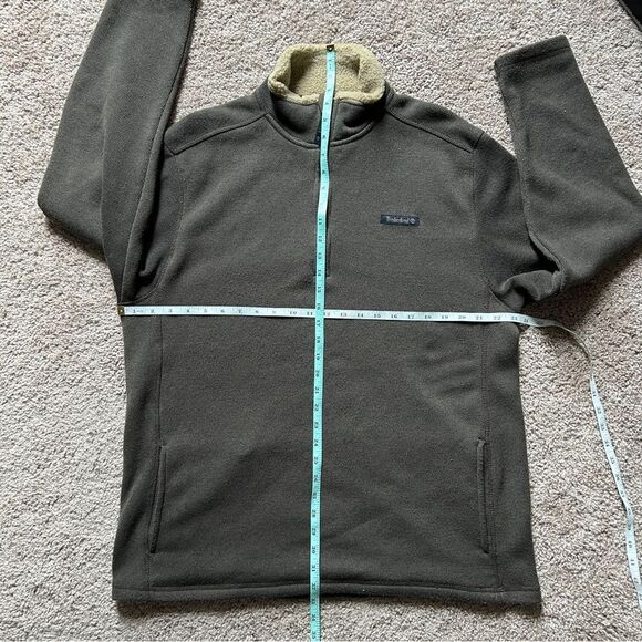 Timberland Quarter Zip Brown Fleece Pullover Long Sleeve Sweater Size Large - Picture 7 of 8